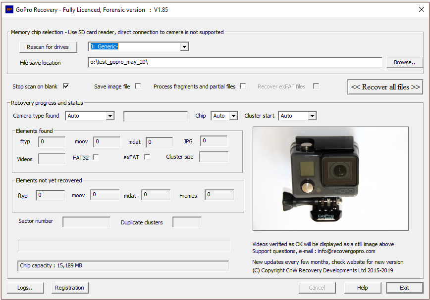 View of GPR main screen